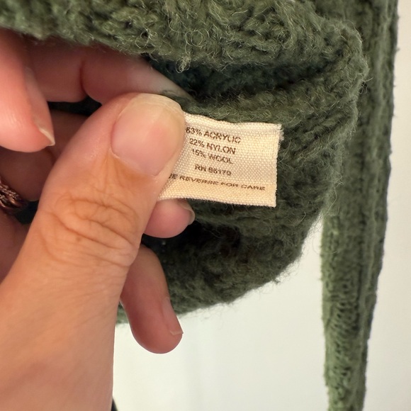 Free People Dark Green Cable Knit Cardigan Hooded Sweater Size XS - Picture 4 of 6